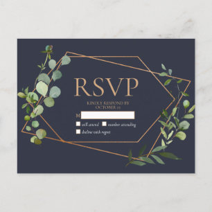 Kupfer Geometric Eucalyptus Blue No Menu UAWG Einladungspostkarte