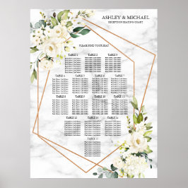 Kupfer Geometric White Floral Marmor Sitze Poster