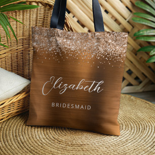Kupfer Glam Metallic Schrift Brautjungfer Tasche
