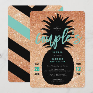 Kupfer-Glitzer Ananas Dusche Einladung