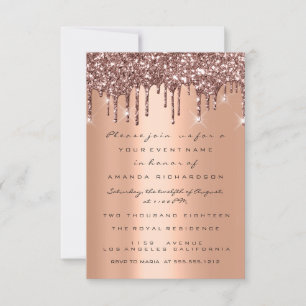 Kupfer-Glitzer Tropfen Rose Gold Brautparty 16. Einladung