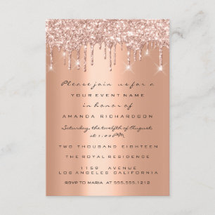 Kupfer-Glitzer Tropfen Rose Gold Bridal Sweet 16. Einladung