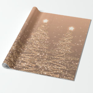 Kupfer Glitzer Weihnachtsbaumen Urlaub  Geschenkpapier