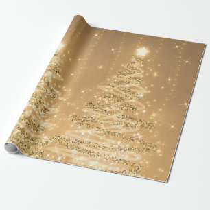 Kupfer Glitzer Weihnachtsbaumen Urlaub Geschenkpapier
