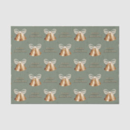 Kupfer Glocken & Cream Bow Frohe Weihnachten Seidenpapier