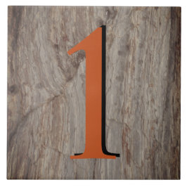 Kupfer Glow House Number Tile 1 auf grauem Stein Fliese