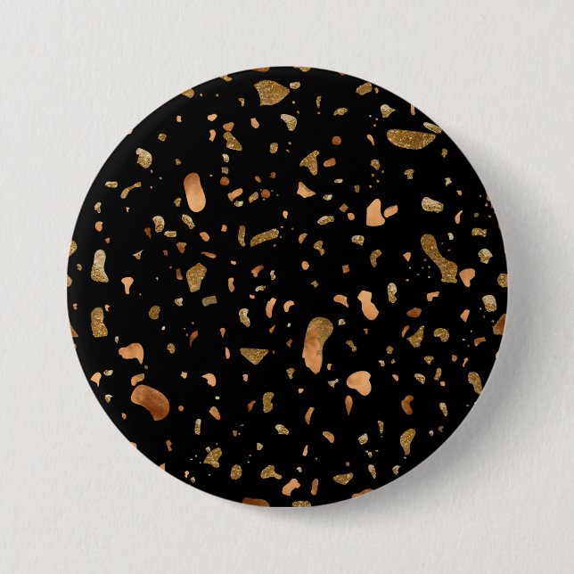 Kupfer Gold auf schwarzen Terrazzo Stone Button (Vorderseite)