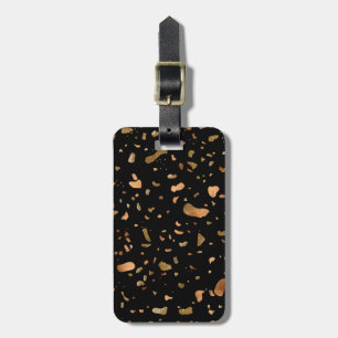 Kupfer Gold auf schwarzen Terrazzo Stone Gepäckanhänger