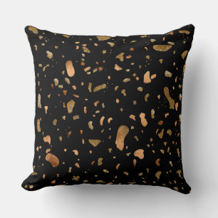 Kupfer Gold auf schwarzen Terrazzo Stone Kissen