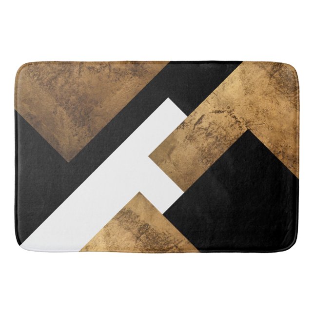 Kupfer Gold Black Geometric Chic Badematte (Vorderseite)
