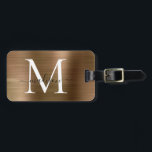 Kupfer Gold Brushed Steel Metal Script Monogram Gepäckanhänger<br><div class="desc">Kupfer Gold Brushed Steel Metal Script Monogram Bag Tag</div>