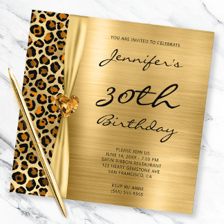 Kupfer Gold Leopard Foil Gem Ribbon 30. Geburtstag Einladung