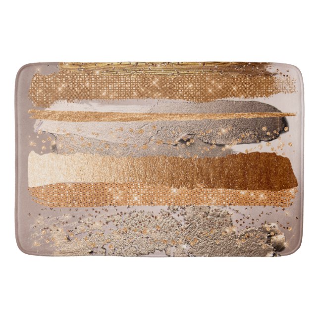 Kupfer Gold Schlaganfälle Glamour Textur Badematte (Vorderseite)