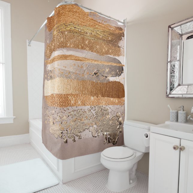 Kupfer Gold Schlaganfälle Glamour Textur Duschvorhang (Beispiel)