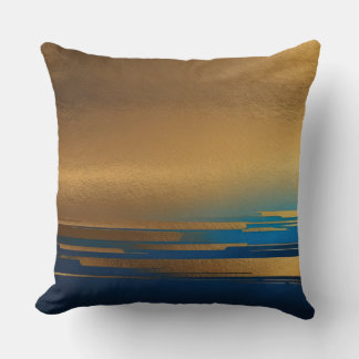 Kupfer, Gold und Blau abstrakt Kissen