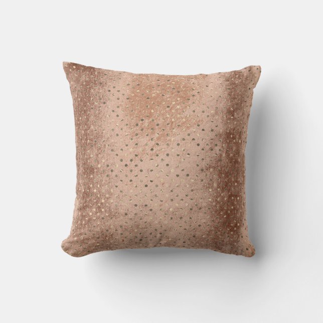 Kupfer grungy Rose Gold Metallic Polka Dosen Kissen (Vorderseite)