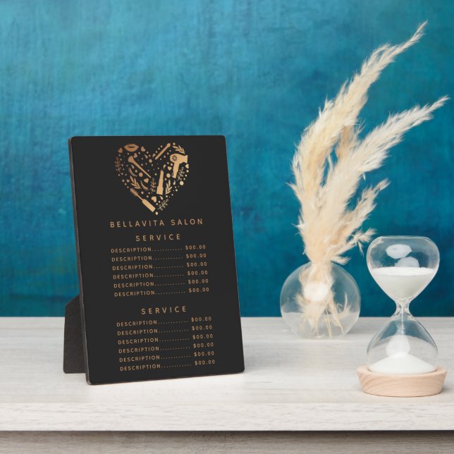 Kupfer Herzsalon Preis Menü Plaque Fotoplatte (Seite)