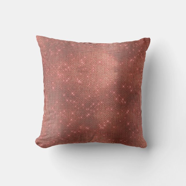 Kupfer-Imitate Rosa Rose Funkelnd Metallic Kissen (Vorderseite)