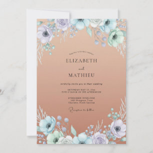 Kupfer-Lilien-Anemonen-Hochzeit Einladung