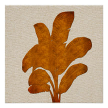 Kupfer Linen Banana Pflanze Collage Canvas Print