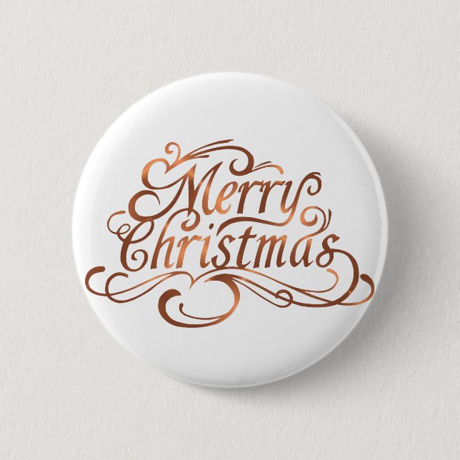 Kupfer-Look Frohe Weihnachtsskriptgestaltung Button (Vorderseite)