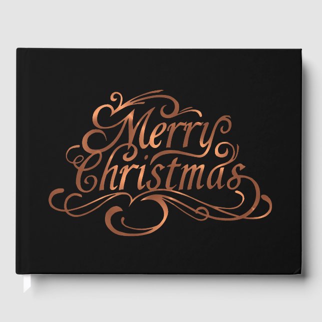 Kupfer-Look Frohe Weihnachtsskriptgestaltung Gästebuch (Vorderseite)