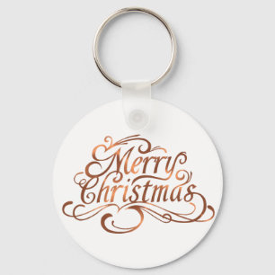 Kupfer-Look Frohe Weihnachtsskriptgestaltung Schlüsselanhänger