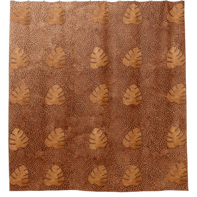Kupfer-Look Leaf Muster Duschvorhang (Vorderseite)