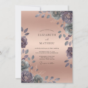 Kupfer-Mauve-Pfingstrosen-Hochzeit Einladung