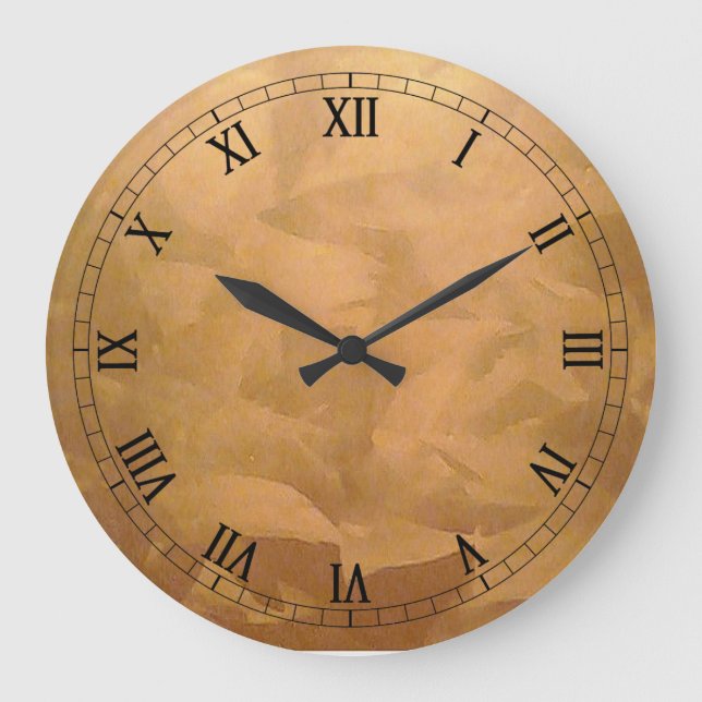 Kupfer-Metallic-Handbürste Große Wanduhr (Vorderseite)