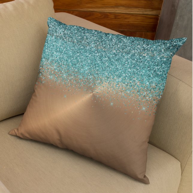 Kupfer Metallische Imitate Glitzer Turquoise Patin Kissen (Von Creator hochgeladen)