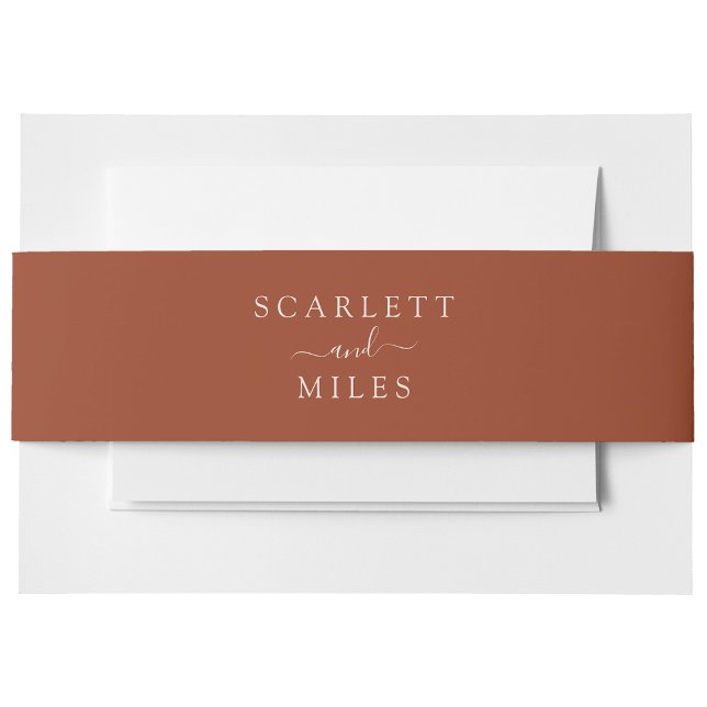 Kupfer Minimal Fall Bride Groom Name Hochzeit Einladungsbanderole (Copper Minimal Fall Bride Groom Name Wedding Invitation Belly Band by Painted Paperie)