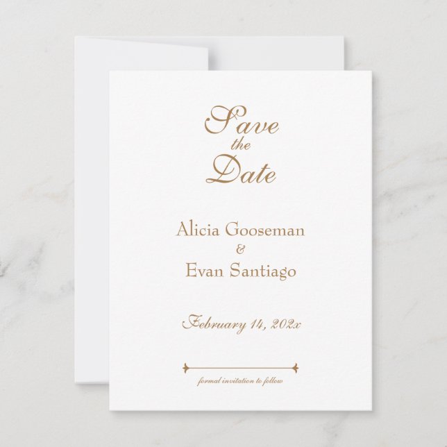 Kupfer/Mocha-Mousse-Toile Save The Date (Vorderseite)
