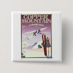 Kupfer Mountain colorado Vintage Poster Button