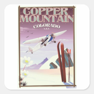 Kupfer Mountain colorado Vintage Poster Quadratischer Aufkleber