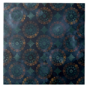 Kupfer Patina Damask Wasserfarbmuster Fliese