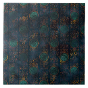 Kupfer Patina Damask Wasserfarbmuster Fliese