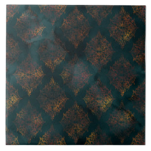 Kupfer Patina Damask Wasserfarbmuster Fliese