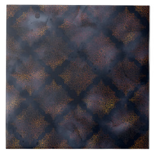 Kupfer Patina Damask Wasserfarbmuster Fliese