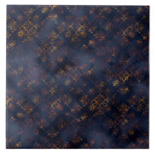 Kupfer Patina Damask Wasserfarbmuster Fliese