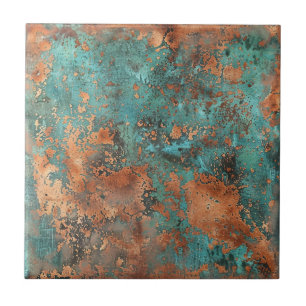 Kupfer-Patina-Metall-Optik Rustikal Fliese
