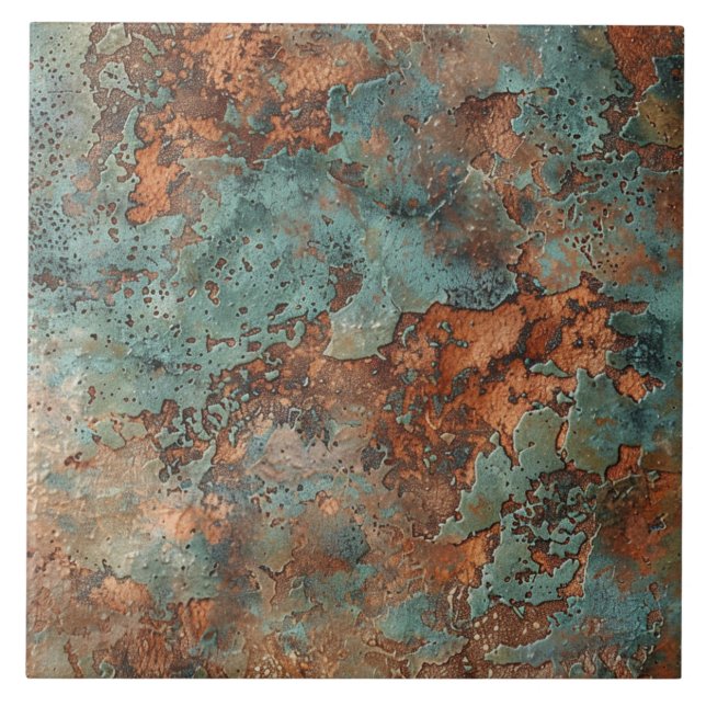 Kupfer Patina Metallic Rustikal Fliese (Vorderseite)