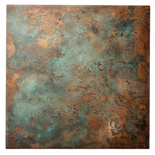 Kupfer Patina Metallic Rustikal Fliese