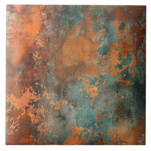 Kupfer Patina Metallic Rustikal Fliese