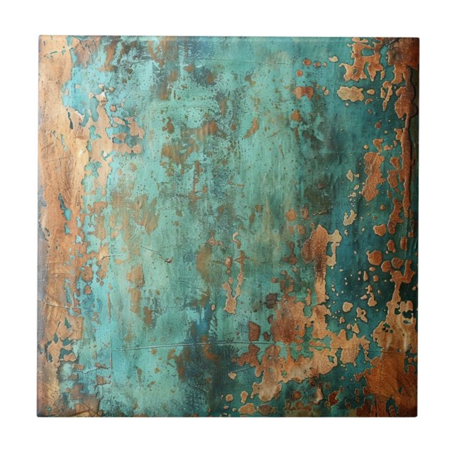 Kupfer Patina Metallic Rustikal Fliese (Vorderseite)