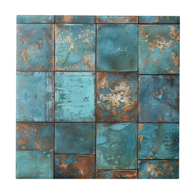 Kupfer-Patina mit distressed-Effekt  Fliese (Vorderseite)