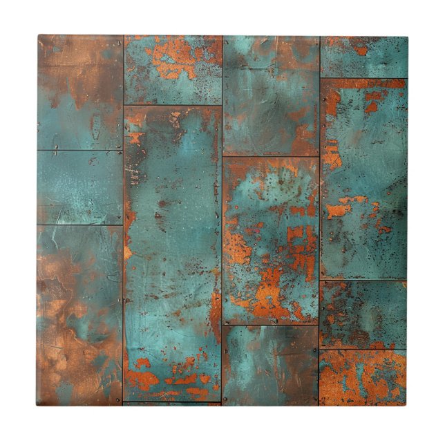 Kupfer-Patina mit distressed-Effekt  Fliese (Vorderseite)