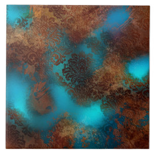 Kupfer Patina rostete Damask Fliese