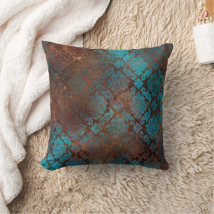 Kupfer Patina rostete Damask Kissen