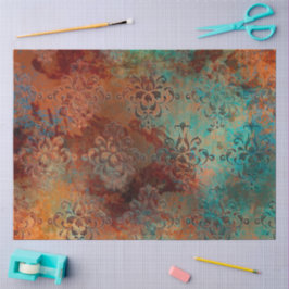 Kupfer Patina rostete Damask Seidenpapier